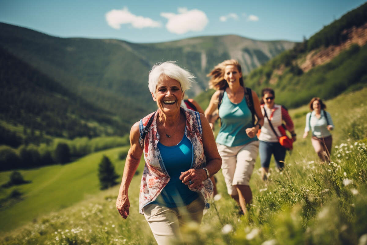 Familles enfants seniors marchant ensemble